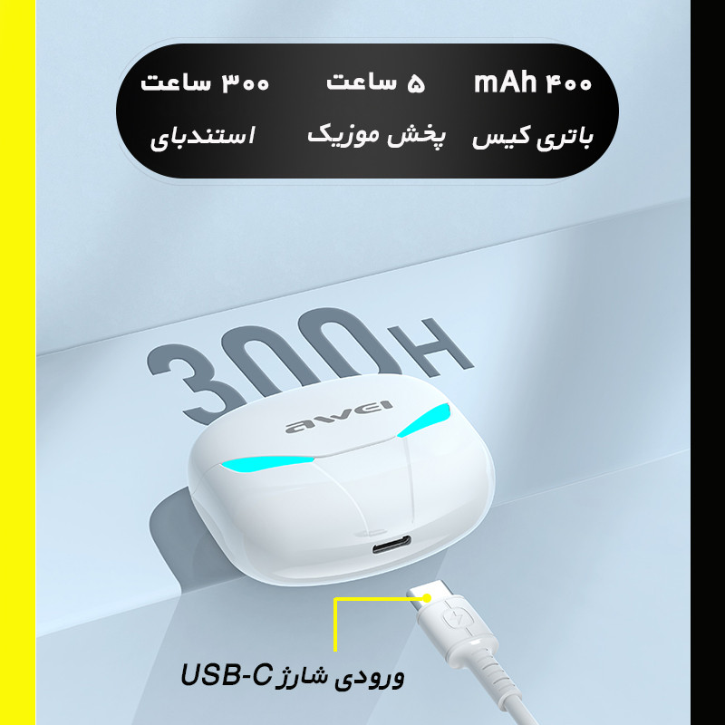 هدفون بلوتوثی اوی T35 با نویز کنسلینگ فعال (ANC)، درگاه شارژ USB Type-C، دارای نمایشگر روی محفظه شارژ، مقاوم در برابر رطوبت و عرق